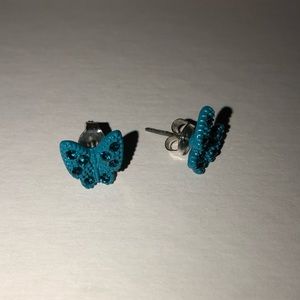 blue butterfly stud earrings